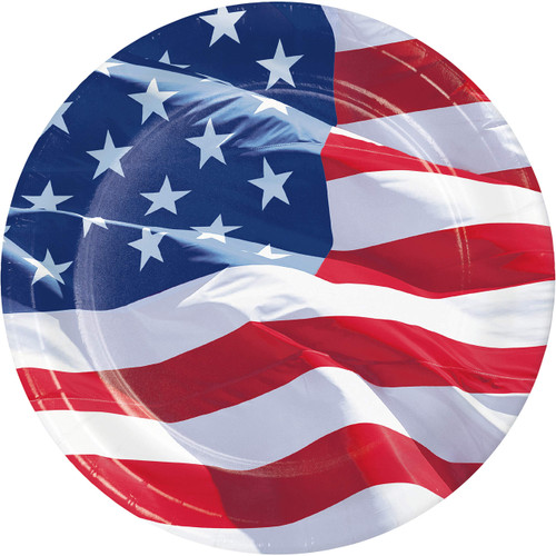 Creative Converting Waving Flag Fourth of July Paper Plates, 9", Multi-color