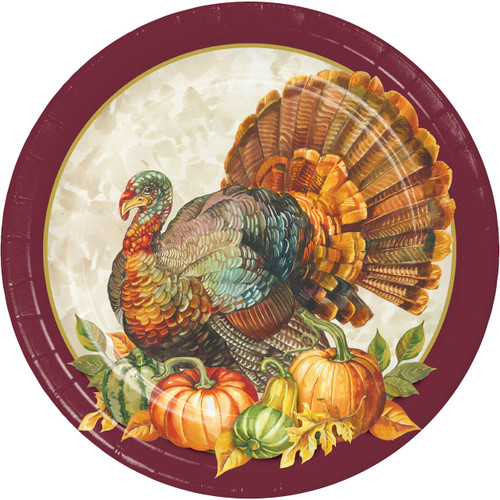 Creative Converting Traditional Turkey Paper Plates, 9", Multi-color