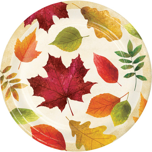 Creative Converting Leaves Paper Plates, 9", Multi-color