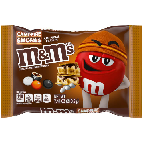 M&M'S Campfire Smores White and Milk Chocolate Halloween Candy, 7.44 Oz Bag