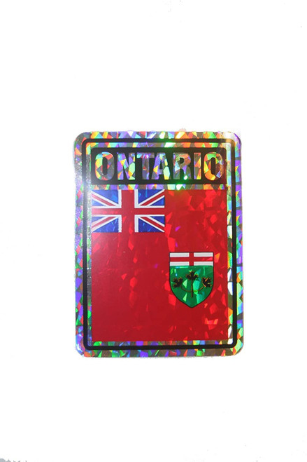 ONTARIO - CANADA Provincial Flag SQUARE Metallic BUMPER STICKER DECAL .. Size : 4" x 3" Inch .. New