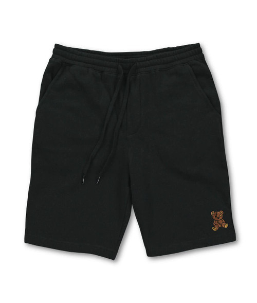 Riot Society Teddy Bear Embroidered Mens Fleece Shorts - Black, Medium