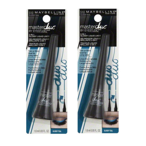 Maybelline New York Eye Studio Master Duo Glossy Liquid Liner, Glossy Teal, 0.05 Fluid Ounce (Pack of 2) Maybelline New York Eye Studio Master Duo Glossy Liquid Liner, Glossy Teal, 0.05 Fluid Ounce (Pack of 2)
