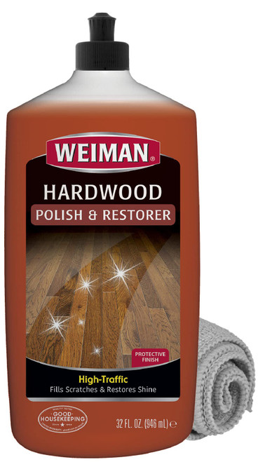 Weiman Wood Floor Polish and Restorer 32 Oz Bundle - High-Traffic Hardwood Floor, Natural Shine, Removes Scratches, Leaves Protective Layer