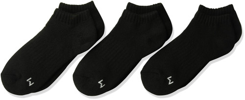 Fruit of the Loom Boys' Big 3 Pack No Show Socks, Black, Medium (Shoe Size: 9-2.5)