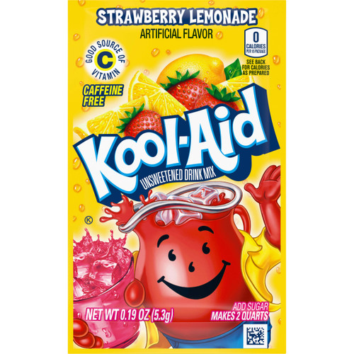 Kool-Aid Strawberry Lemonade Flavored Unsweetened Caffeine Free Powdered Drink Mix (0.19 oz Packet)