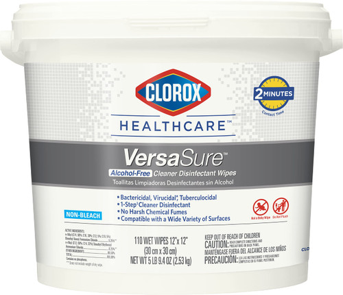 CloroxPro Healthcare Versasure Cleaner Disinfectant Wipes, Alcohol Free Clorox Wipes, Healthcare Cleaning and Industrial Cleaning, 110 Count - 17595 CloroxPro Healthcare Versasure Cleaner Disinfectant Wipes, Alcohol Free Clorox Wipes, Healthcare Cleaning and Industrial Cleaning, 110 Count - 17595