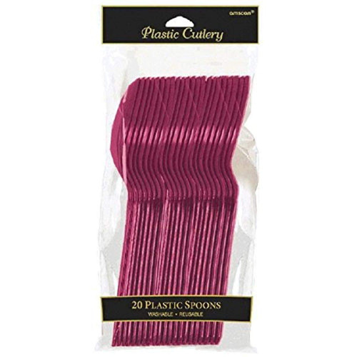 amscan Reusable Spoon Tableware Party Supply (20 Piece), Berry (4547.27)