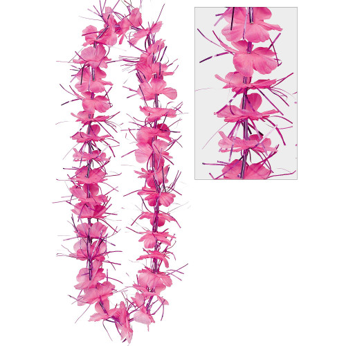 Amscan Hawaiian Summer Luau Accessory Tinsel Party Lei, 40", Pink