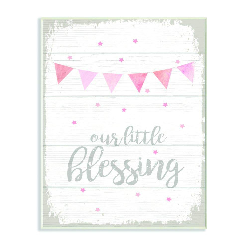 Stupell Industries Our Little Blessing Pink Kids Word, Design by Artist Daphne Polselli Art, 13 x 0.5 x 19, Wall Plaque