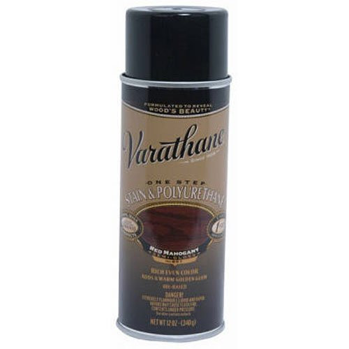 Varathane 243867 Wood Stain & Polyurethane Spray, 12 oz, Red Mahogany