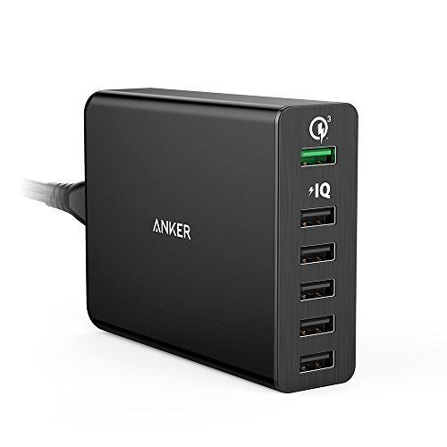Anker Quick Charge 3.0 60W 6-Port USB Wall Charger, PowerPort+ 6 for Galaxy S7 / S6 / Edge / Plus, Note 5 / 4 and PowerIQ for iPhone 7 / 6s / Plus, iPad Pro / Air 2 / mini, LG, Nexus, HTC and More