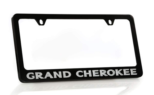 Grand Cherokee Wordmark Black Coated Metal License Plate Frame Holder