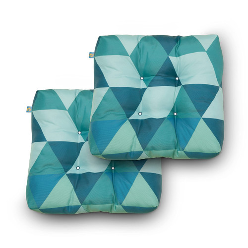 Duck Covers Water-Resistant 19 x 19 x 5 Inch Indoor Outdoor Seat Cushions, Blue Lagoon Geo, 2-Pack, Outdoor Patio Cushions