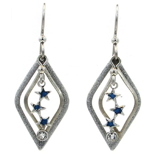 Silver Forest Earrings - silver star trio on diamonds