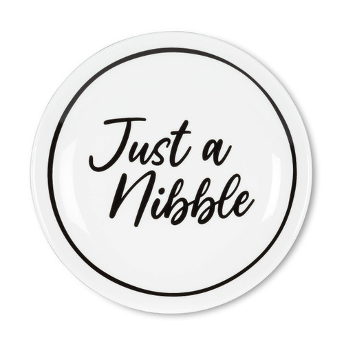 Abbott Collection Home 27-APPY-627 Appetizer Plate-Just a Nibble, White/Black