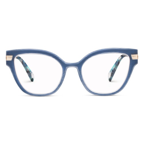 Peepers by PeeperSpecs Women's Marquee Cat-Eye Blue Light Blocking Reading Glasses, Navy/Marine Quartz, 52 + 2.75