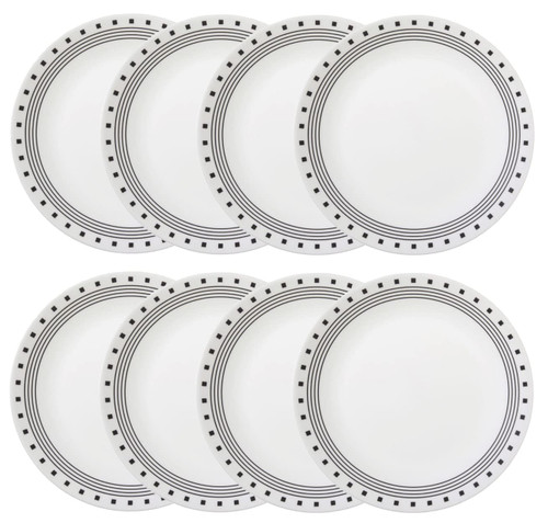 Corelle Livingware City Block 10-1/4" Dinner Plate (Set of 8),Dotted