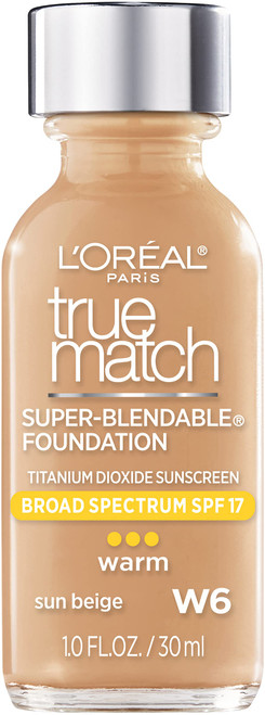 L'Oreal Paris Makeup True Match Super-Blendable Liquid Foundation, Sun Beige W6, 1 Fl Oz (1 Count) L'Oreal Paris Makeup True Match Super-Blendable Liquid Foundation, Sun Beige W6, 1 Fl Oz (1 Count)