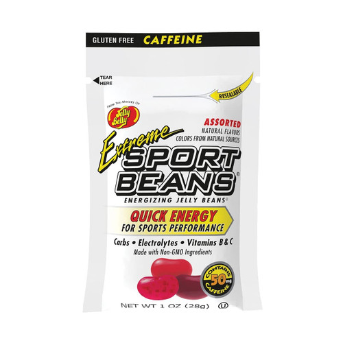 SPORT BEANS Extreme Energizing Jelly Beans for Exercise with Caffeine, Electrolytes and Vitamins, by Jelly Belly - Assorted Flavors, Pack of 6 x 1 Ounce Resealable Bags