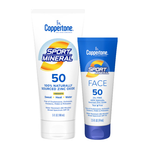Coppertone Sport Mineral SPF 50 Zinc Oxide Mineral Sunscreen Multi Pack, Sport Mineral Body Sunscreen Lotion & Sport Mineral Face Sunscreen Lotion (5 fl. oz. + 2.5 fl. oz.) Coppertone Sport Mineral SPF 50 Zinc Oxide Mineral Sunscreen Multi Pack, Sport Mineral Body Sunscreen Lotion & Sport Mineral Face Sunscreen Lotion (5 fl. oz. + 2.5 fl. oz.)