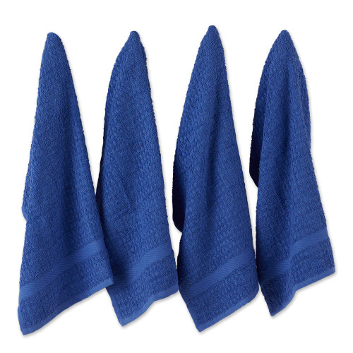 DII Basic Terry Collection Waffle Dishtowel Set, 15x26, Solid Blueberry, 4 Piece