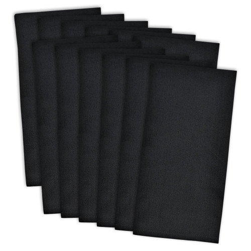 DII Basic Solid Dishtowel Collection Cotton Flat Woven, Large Set, 18x28, Black, 12 Piece