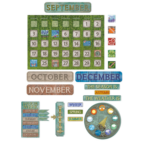 Eureka 847816 Curiosity Garden Educational Calendar Bulletin Board Set for Teachers and Classrooms, Multicolor, 97pcs