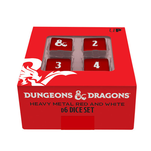 Heavy Metal Red and White D20 Dice Set for Dungeons & Dragons - Great for RPG, DND, MTG as Gamer Dice or Board Gaming Dice