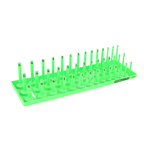 OEMTOOLS 22358 3 Post Socket Tray, 1/2" Drive SAE Green Tool Box Organizer, SAE Socket Organizer, Grip Socket Organizer, Socket Tray SAE Compatible