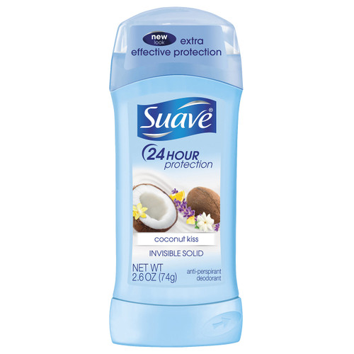 Suave Invisible Solid Antiperspirant Deodorant, Coconut Kiss, 2.6 oz