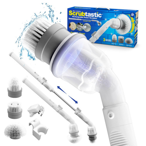 Scrubtastic Electric Spin Scrubber, Shower Scrubber with Long Handle for Cleaning, Power Scrubber for Cleaning Bathroom Scrubber Electric Scrubber, Floor Scrubber, Bathtub Shower Cleaner Brush