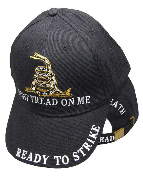 MWS Liberty or Death Gadsden Don't Tread on Me Ready to Strike Black Ball Hat Cap Beautiful Vibrant Colors with Adjustable Strap Unisex