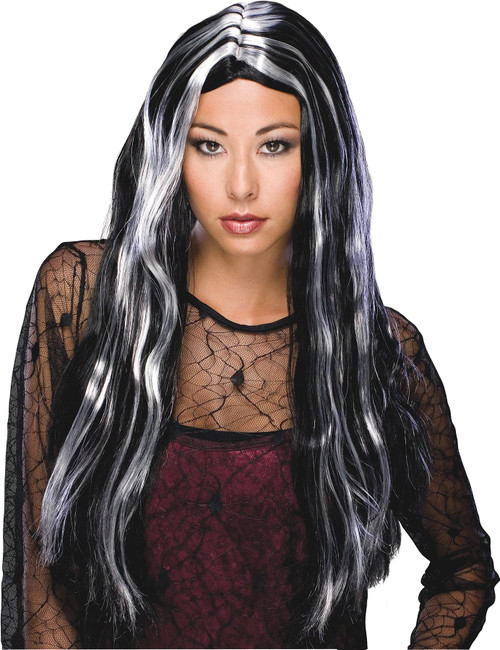 Rubie's Long Streaked Witch Wig, Black/Grey, One Size