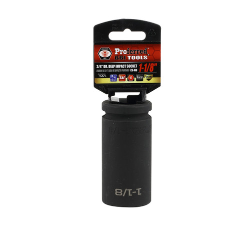 Proferred S34136 3/4" Drive SAE Socket, 1 1/8" Deep Impact 6 Point