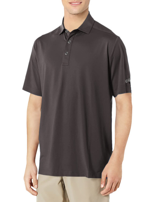 Solid Micro Hex Performance Golf Polo Shirt with UPF 50 Protection (Size Small - 3X Big & Tall), Asphalt, Small