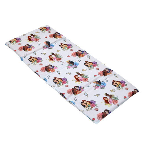Disney Princesses Courage and Kindness Pink, Blue, and White Ariel, Tiana, Moana, Jasmine, Cinderella, Mulan, Belle, and Snow White Preschool Nap Pad Sheet Disney Princesses Courage and Kindness Pink, Blue, and White Ariel, Tiana, Moana, Jasmine, Cinderella, Mulan, Belle, and Snow White Preschool Nap Pad Sheet