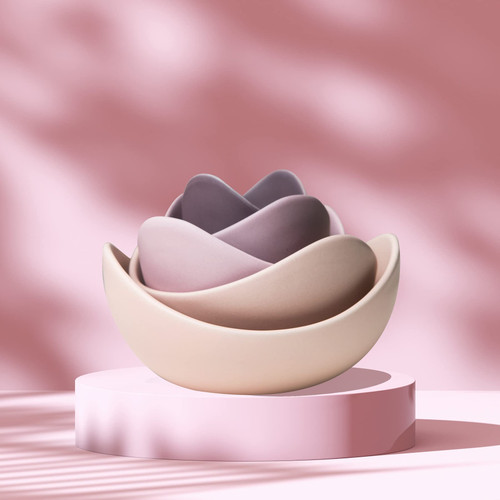 FARWIX Ceramic Salad Bowl,Cereal Bowl,Dishes And Plates,5Pcs Creative Fruit Plate,Home Decorative Storage Bowls,Porcelain Bowls for Kitchen,Microwave Safe Lotus Shaped Bowl for Desserts&Candy
