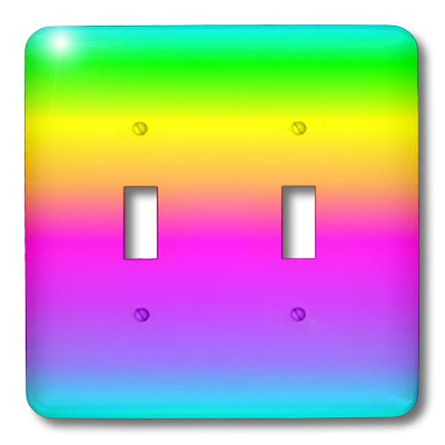 3dRose lsp_215455_2 Bright Green, Yellow, Pink, Blue, Aqua, Rainbow Effect - Double Toggle Switch