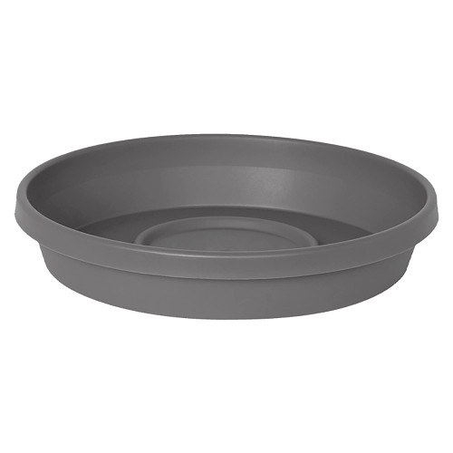 Bloem Terra Pot Round Drain Saucer: 14" - Charcoal - Matte Finish, Durable Resin, Ribbed Bottom, for Indoor and Outdoor Use, Gardening, Planter Not Included