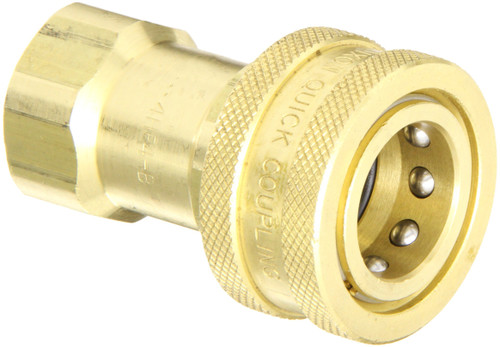 Dixon Valve 4HF4-B Brass ISO-B Interchange Hydraulic Fitting, Coupler, 1/2" Coupling x 1/2" - 14 NPTF Female Thread