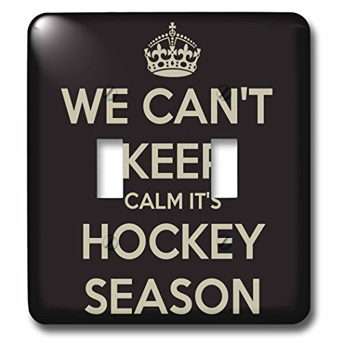 3dRose lsp_171921_2 We Cant Keep Calm Its Hockey Season, Black and Gold Light Switch Cover
