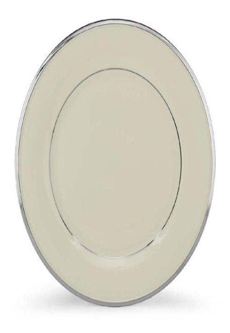 Lenox Solitaire Dinner Plate, ivory/platinum,White
