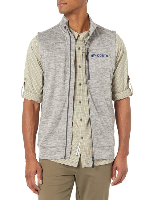 Costa Del Mar Unisex Costa Del Mar Harbor Full Zip Fleece Vest, Storm Grey Heather, Small US