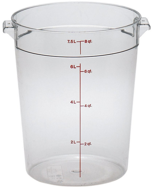 Cambro RFSCW8135 Camwear 8-Qt Round Food Storage Container, Polycarbonate, Clear, NSF Case of 12