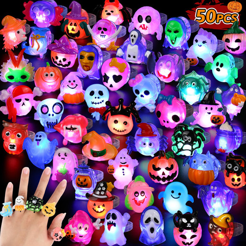 Hekaty 50pcs 3D Halloween Treats Light Up Rings Halloween Toys Halloween Party Favors for Kids Adults Flashing LED Glow In The Dark Party Supplies Goodie Bag Fillers Non Candy Treats Halloween Gifts Hekaty 50pcs 3D Halloween Treats Light Up Rings Halloween Toys Halloween Party Favors for Kids Adults Flashing LED Glow In The Dark Party Supplies Goodie Bag Fillers Non Candy Treats Halloween Gifts