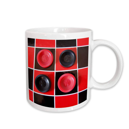 3dRose Checkers Anyone-Ceramic Mug, 11 oz, Multicolored