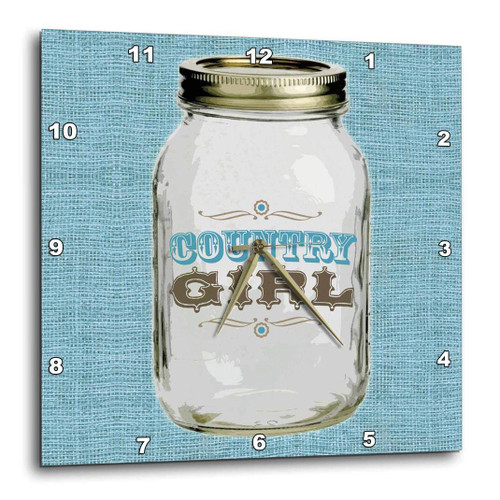 3dRose Mason Jar on Burlap Country Girl in Blue - Wall Clock, 10 by 10-Inch (DPP_165875_1) 3dRose Mason Jar on Burlap Country Girl in Blue - Wall Clock, 10 by 10-Inch (DPP_165875_1)