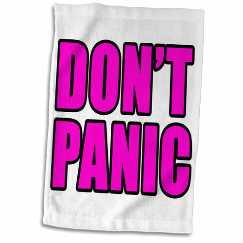 3D Rose Don't Panic Hand Towel, 15" x 22", Pink