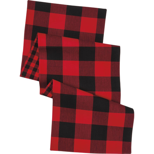 Primitives by Kathy Double Sided Red & Black Buffalo Check Cotton Table Runner Cloth 56x15